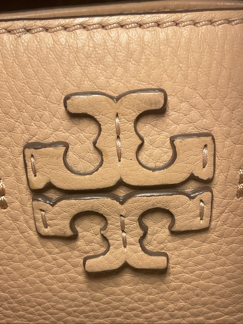 Tory Burch McGraw Pebbled Leather Tote Bag Satchel Taupe Devon Sand Crossbody - Picture 5 of 11